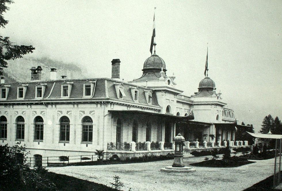 The pavilion of the Art Nouveau-style hall of Parkhotels Flims Waldhaus