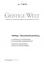 Cover der Zeitschrift Geistige Welt, Heft 1/2010 zum Thema Weltlage – Menschheitsentwicklung
