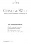 Cover der Zeitschrift Geistige Welt, Heft 1/2012 zum Thema Od als Lebenskraft